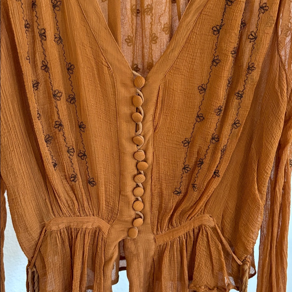 Free People Long Sleeve Button Down Top Size M - Picture 3 of 8